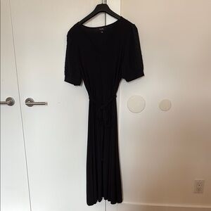 MSK Black Wrap Tie Front Midi Dress